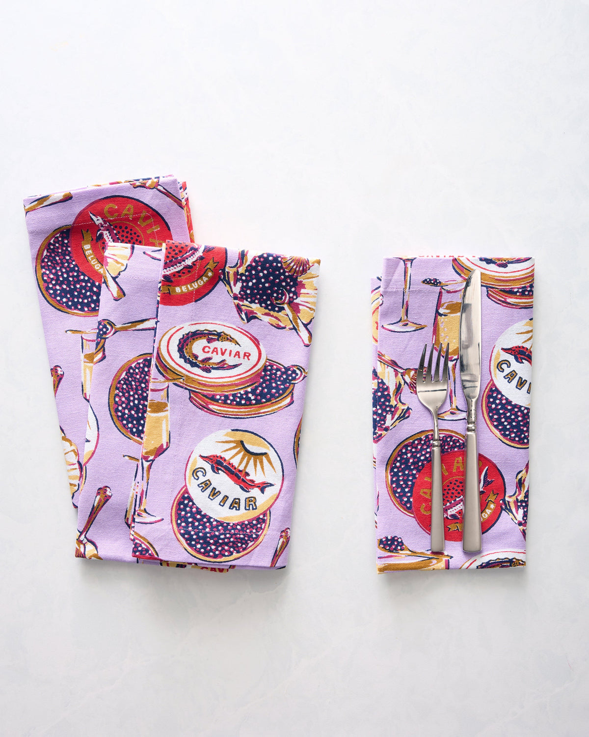 Champagne & Caviar - Dinner Napkins Set Of 4 - Lavender Spritz