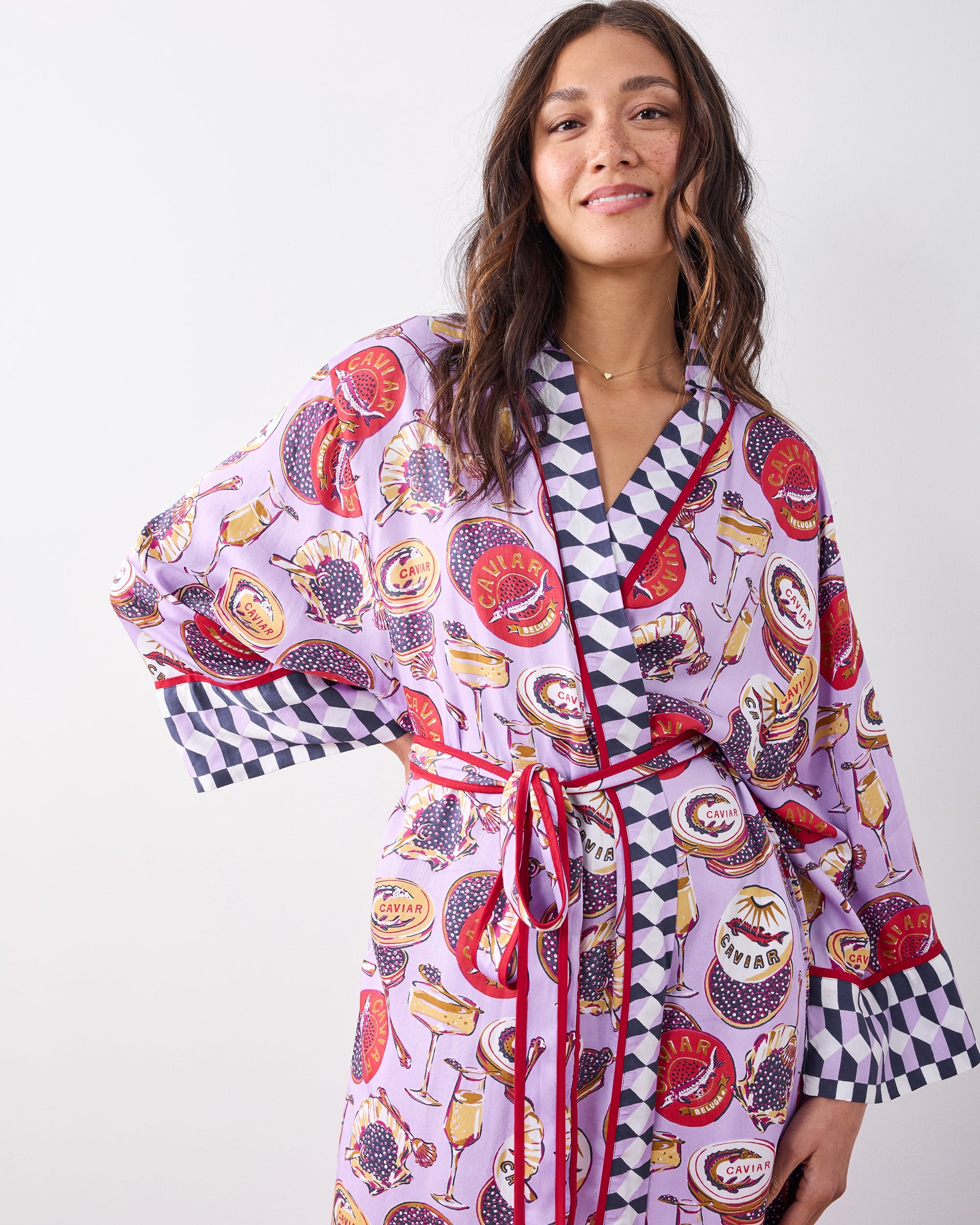 Champagne & Caviar - Eco Satin Robe - Lavender Spritz