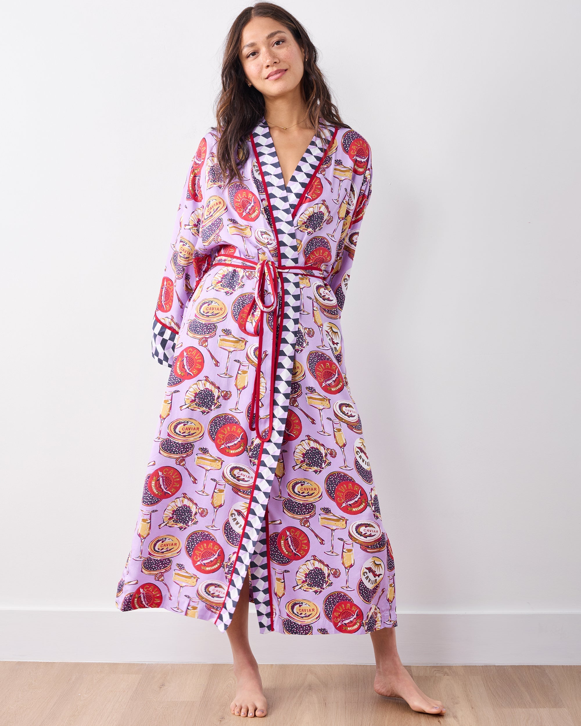 Champagne & Caviar - Eco Satin Robe - Lavender Spritz