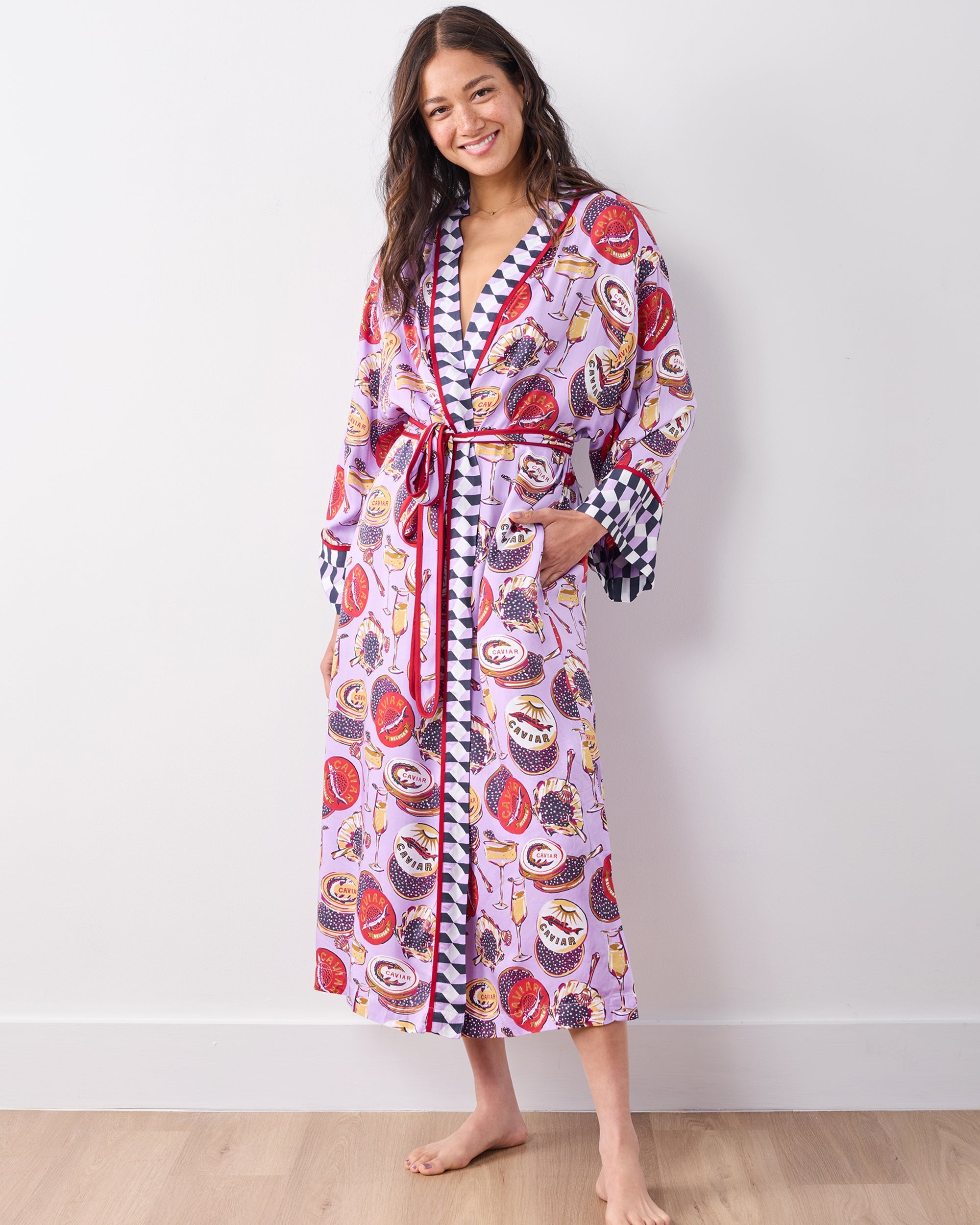 Champagne & Caviar - Eco Satin Robe - Lavender Spritz