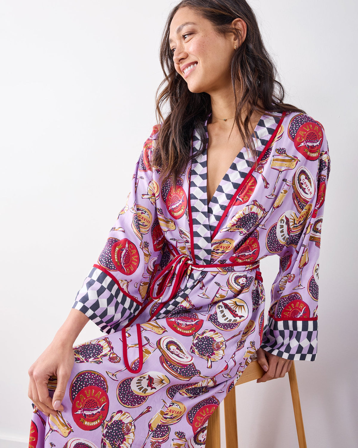 Champagne & Caviar - Eco Satin Robe - Lavender Spritz