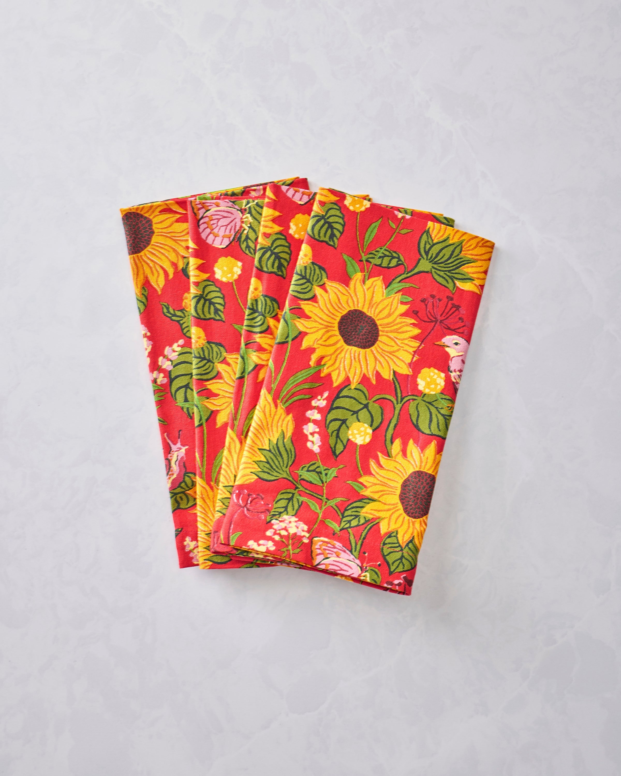 Autumn Sunflowers - Dinner Napkins Set of 4 - Orange