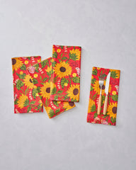 Autumn Sunflowers - Dinner Napkins Set of 4 - Orange