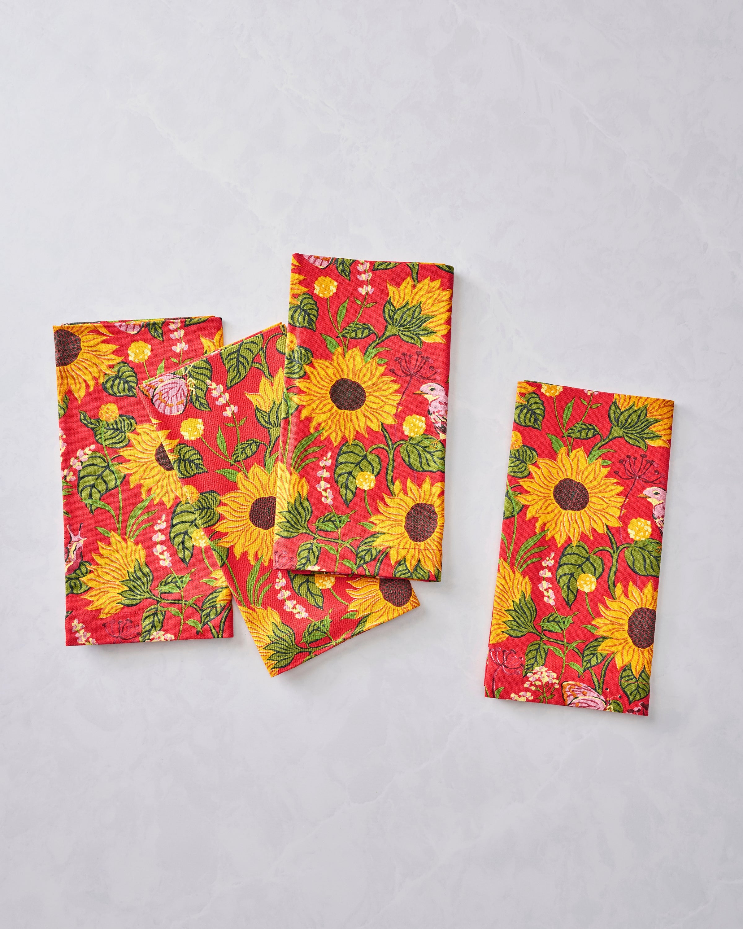 Autumn Sunflowers - Dinner Napkins Set of 4 - Orange
