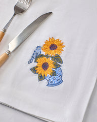 Autumn Sunflowers - Oversized Linen Napkins Set of 4 - Orange