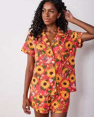 Autumn Sunflowers - Organic Pima Modal Knit Short PJ Set - Orange