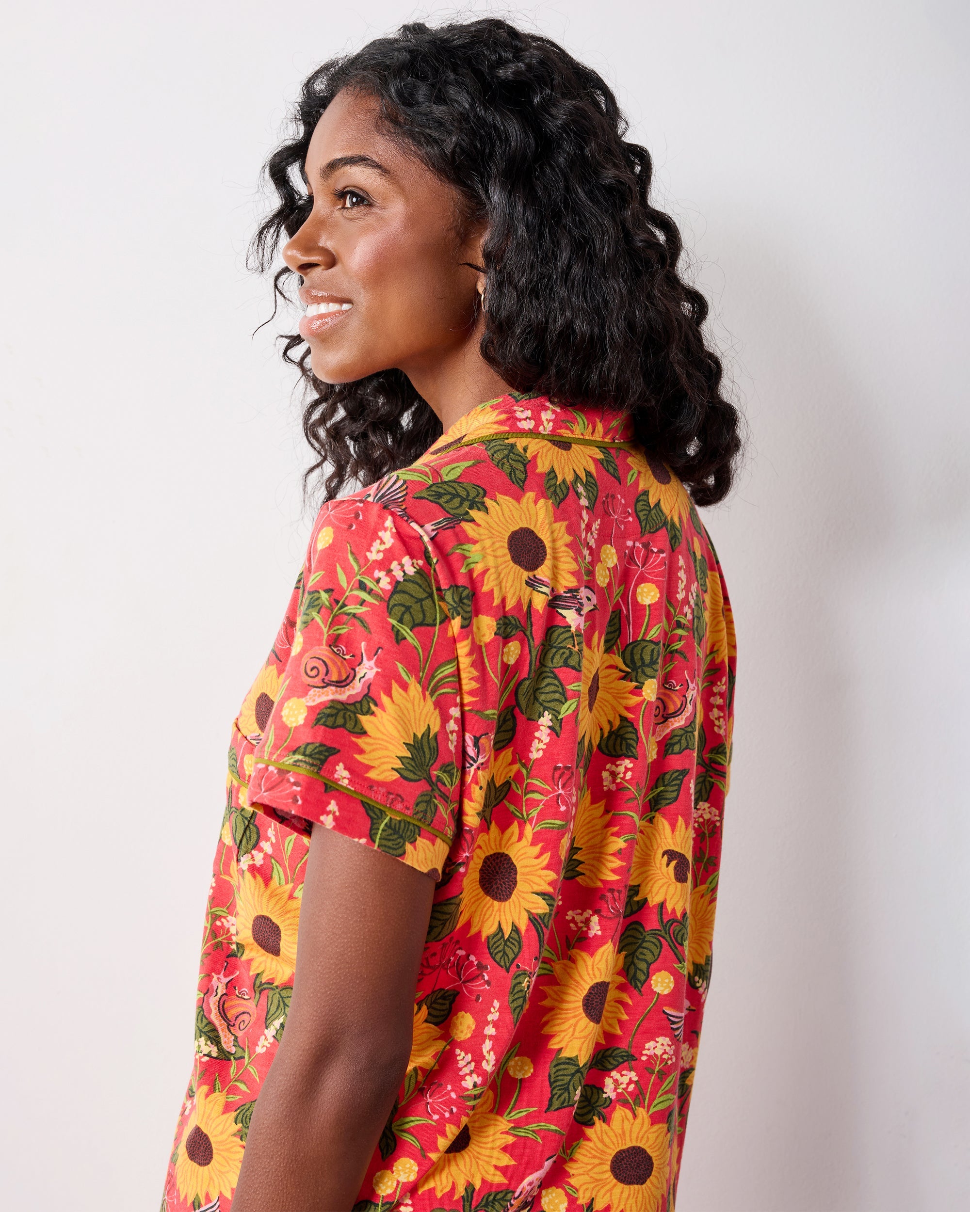 Autumn Sunflowers - Organic Pima Modal Knit Short PJ Set - Orange