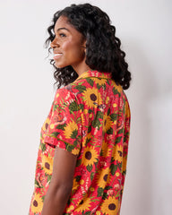 Autumn Sunflowers - Organic Pima Modal Knit Short PJ Set - Orange