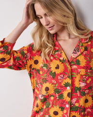 Autumn Sunflowers - Organic Pima Modal Knit Sleep Shirt - Orange
