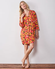 Autumn Sunflowers - Organic Pima Modal Knit Sleep Shirt - Orange