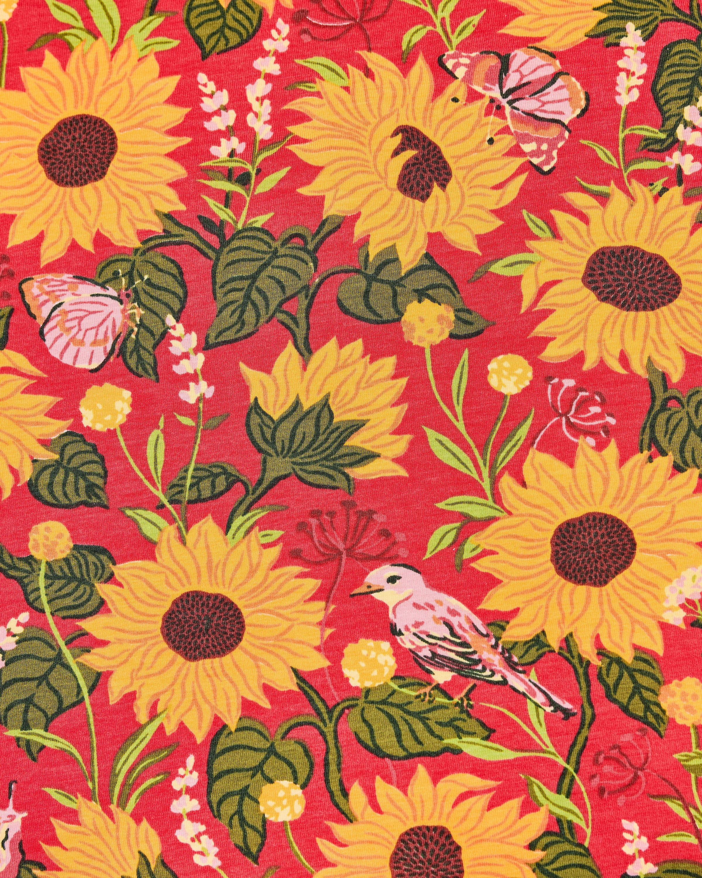 Autumn Sunflowers - Organic Pima Modal Knit Sleep Shirt - Orange