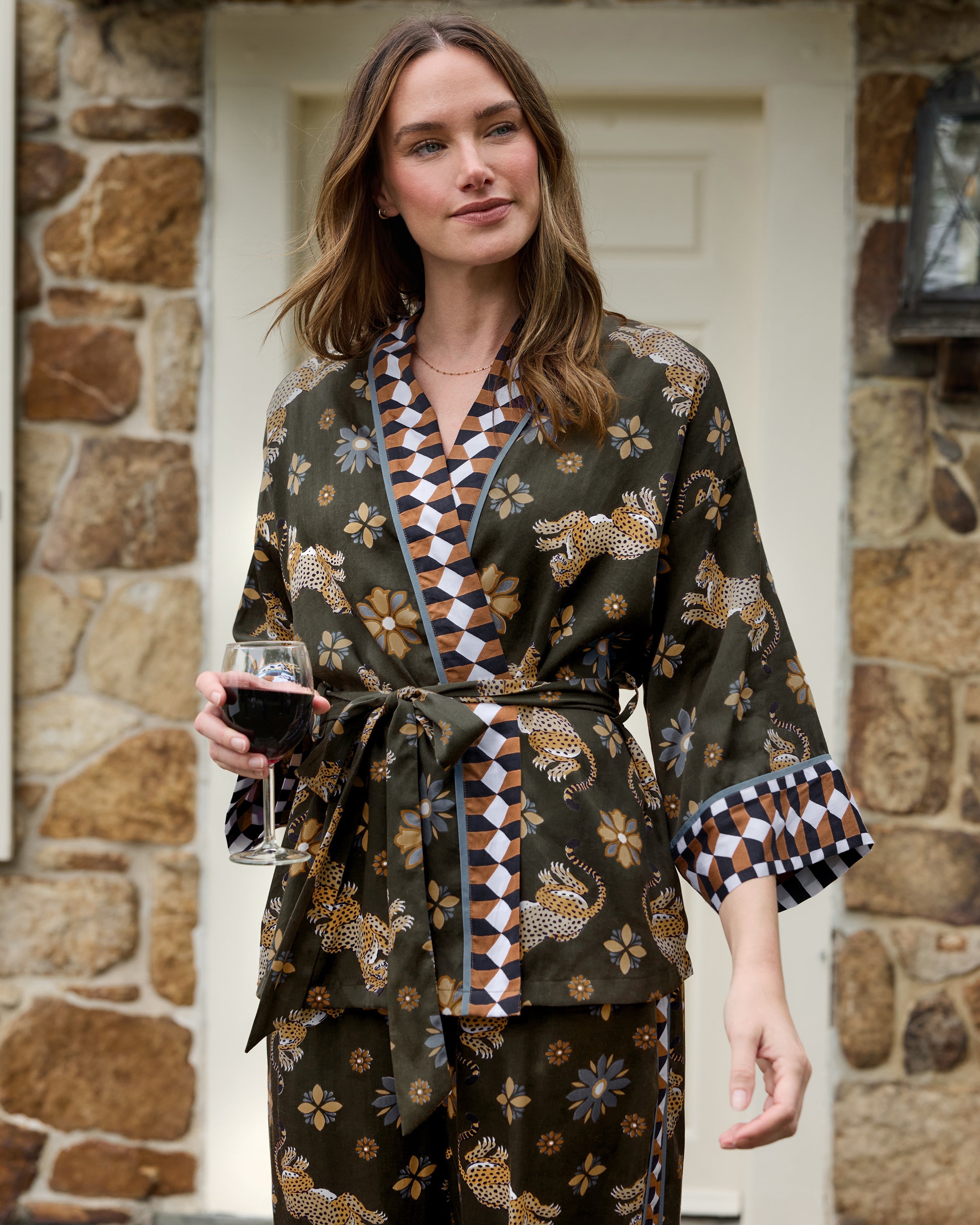 Bagheera Kaleidoscope - Tall Eco Satin Wrap Set - Olive