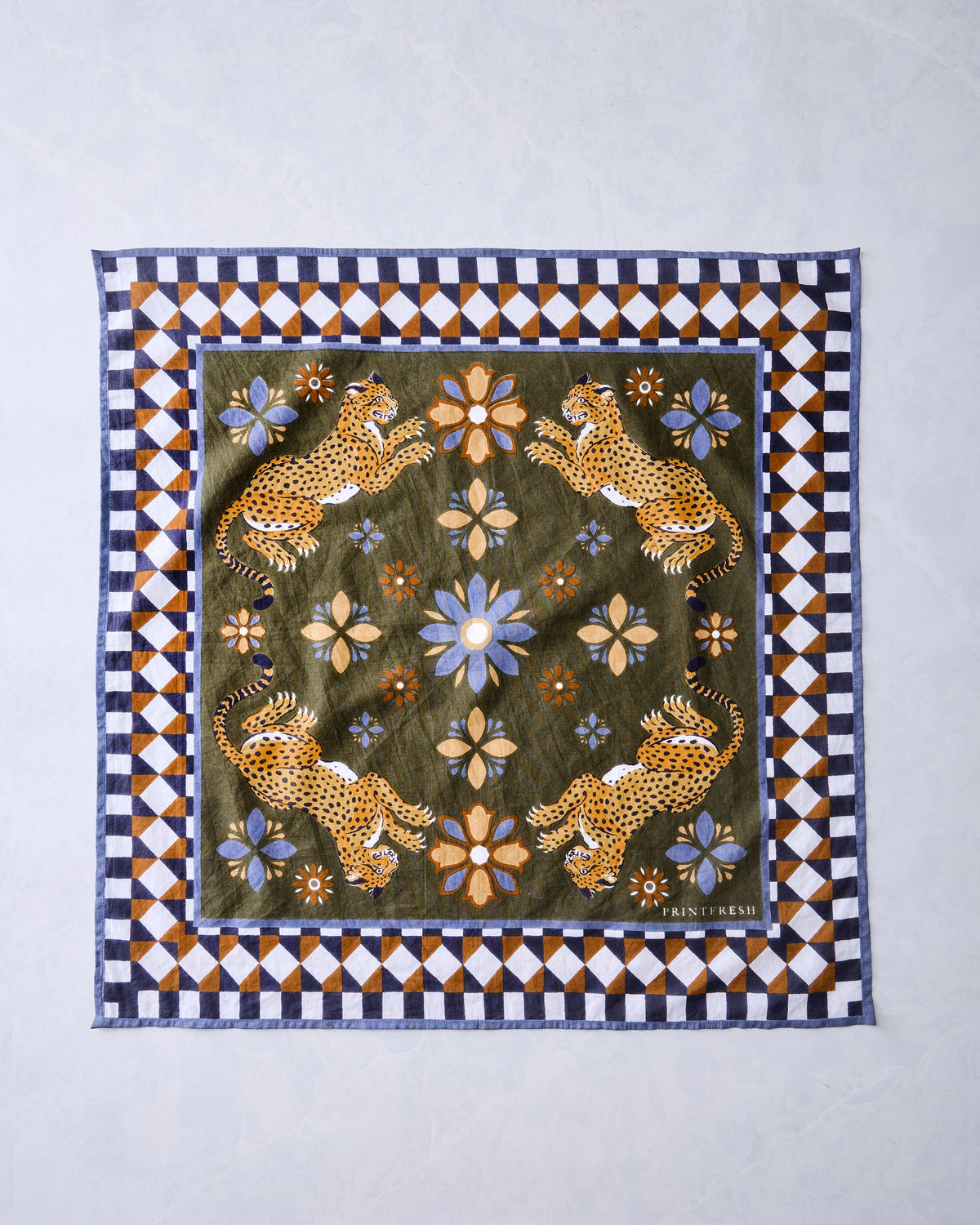 Bagheera Kaleidoscope - Printed Bandana Scarf - Olive