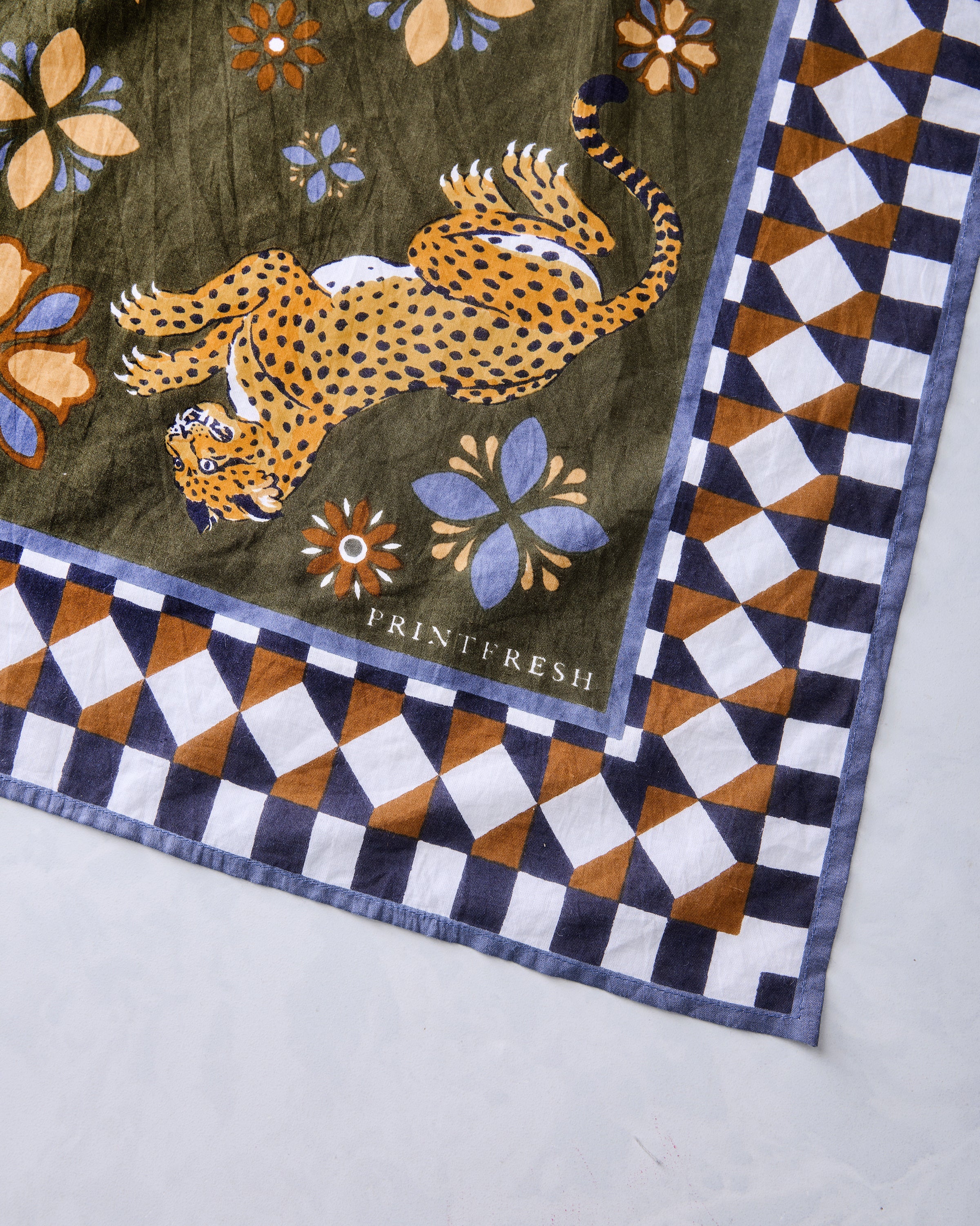 Bagheera Kaleidoscope - Printed Bandana Scarf - Olive