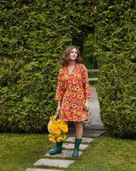 Autumn Sunflowers - Organic Pima Modal Knit Sleep Shirt - Orange