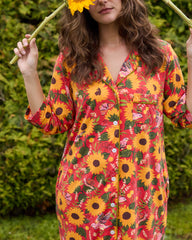 Autumn Sunflowers - Organic Pima Modal Knit Sleep Shirt - Orange