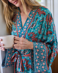 Canyon Critters - Eco Satin Robe - Teal