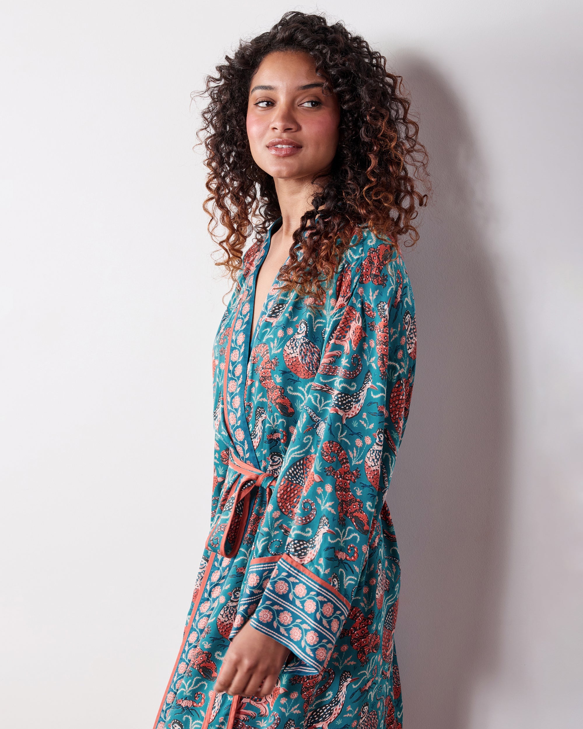 Canyon Critters - Eco Satin Robe - Teal