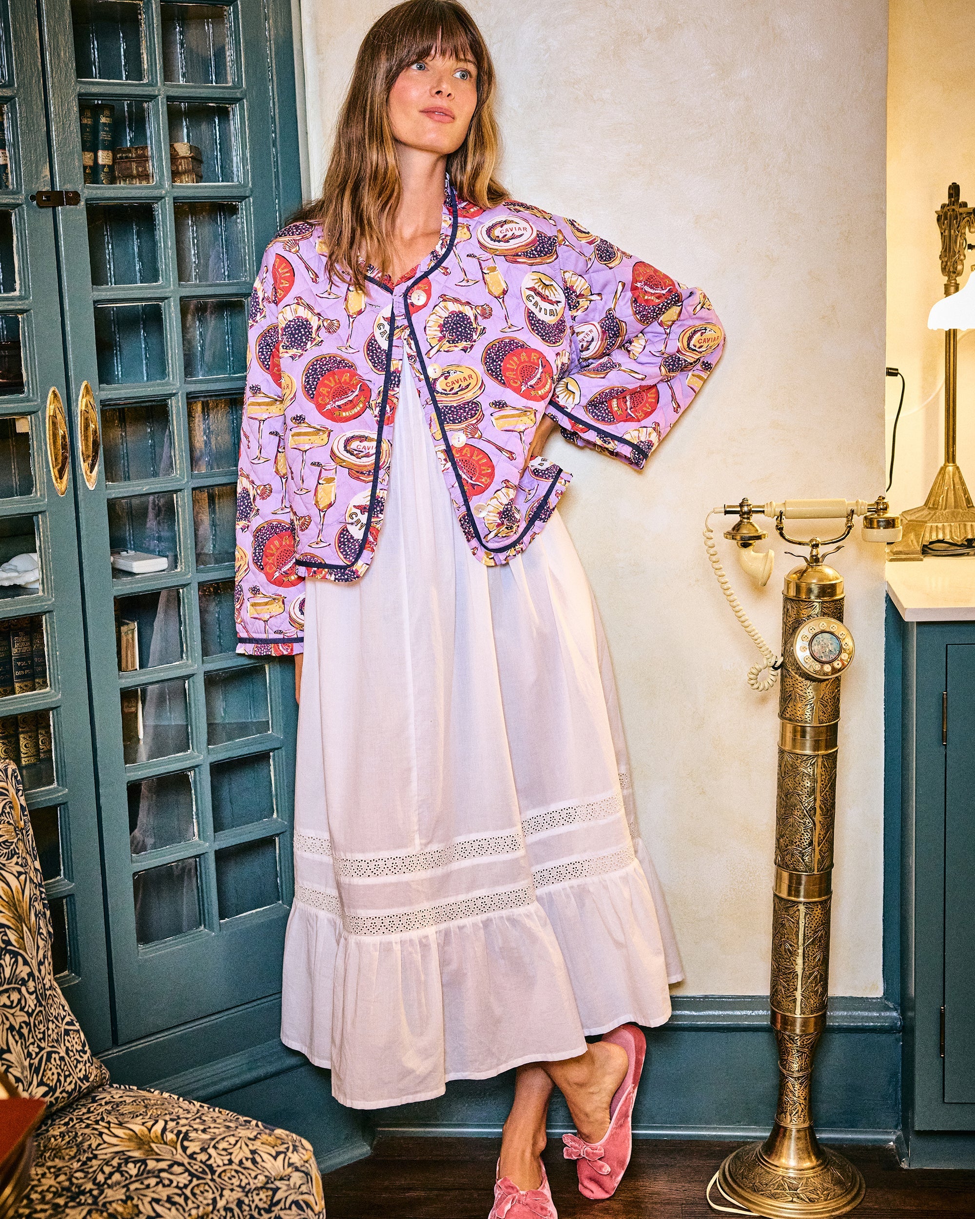 Champagne & Caviar - Eco Satin Slumber Jacket - Lavender Spritz