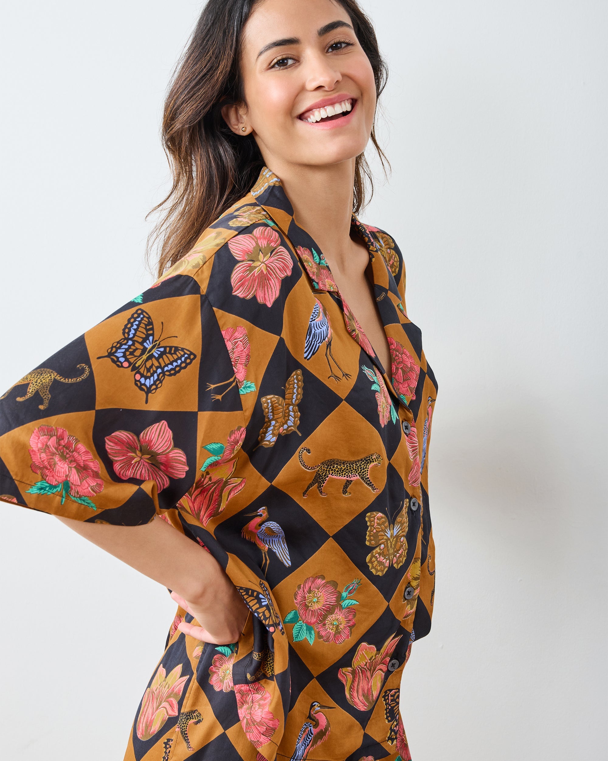 Botanical Checkerboard - Eco Satin Wildest Dreams Set - Caramel