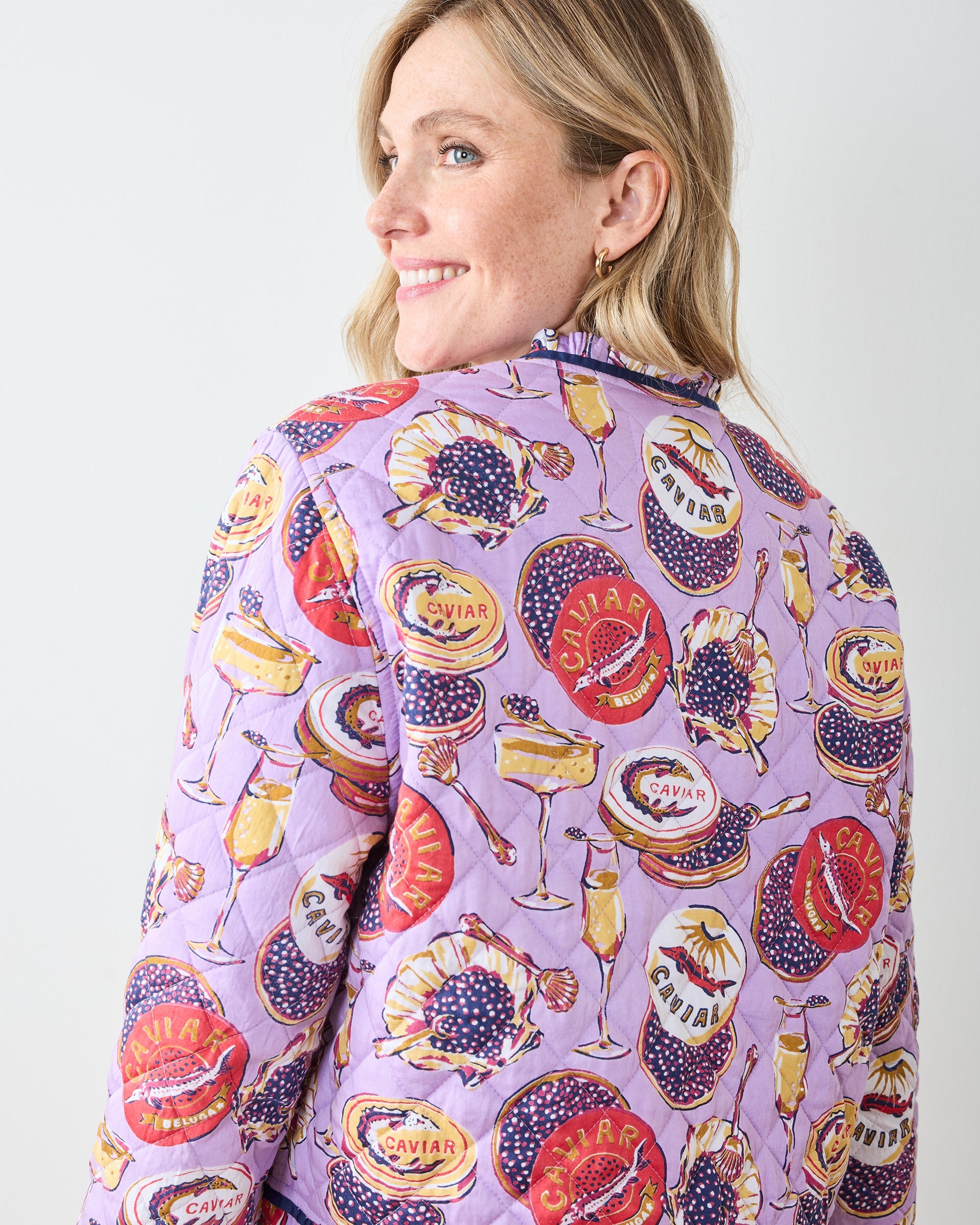 Champagne & Caviar - Eco Satin Slumber Jacket - Lavender Spritz