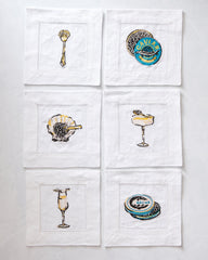 Champagne & Caviar - Cocktail Napkins Set Of 6 - Cloud