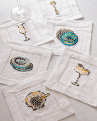 Champagne & Caviar - Cocktail Napkins Set Of 6 - Cloud