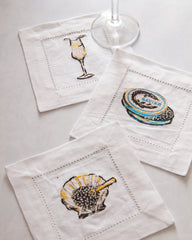 Champagne & Caviar - Cocktail Napkins Set Of 6 - Cloud