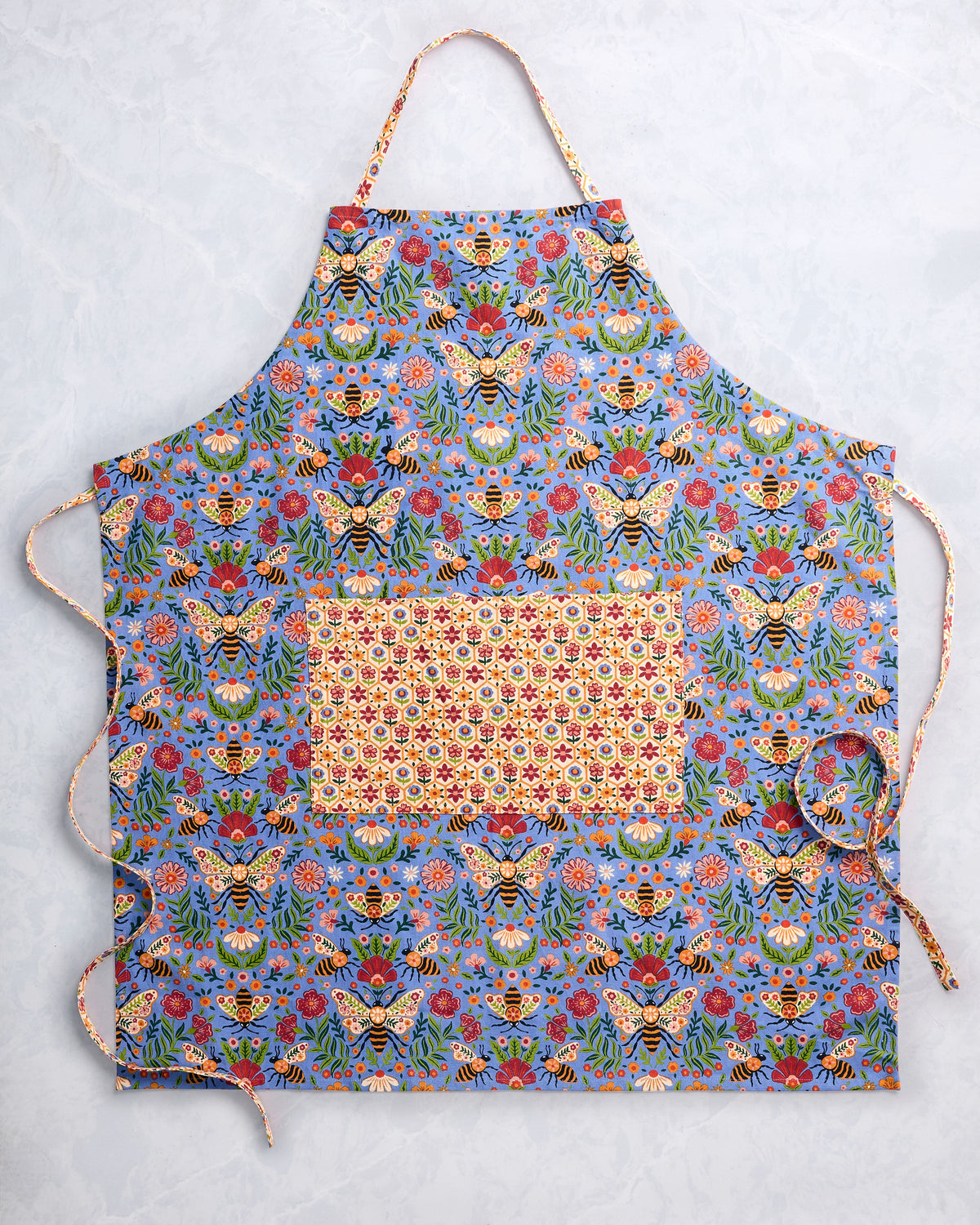 Bee Tapestry - Apron - Delphinium Blue