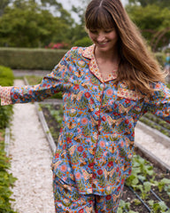 Bee Tapestry - Petite Long PJ Set - Delphinium Blue