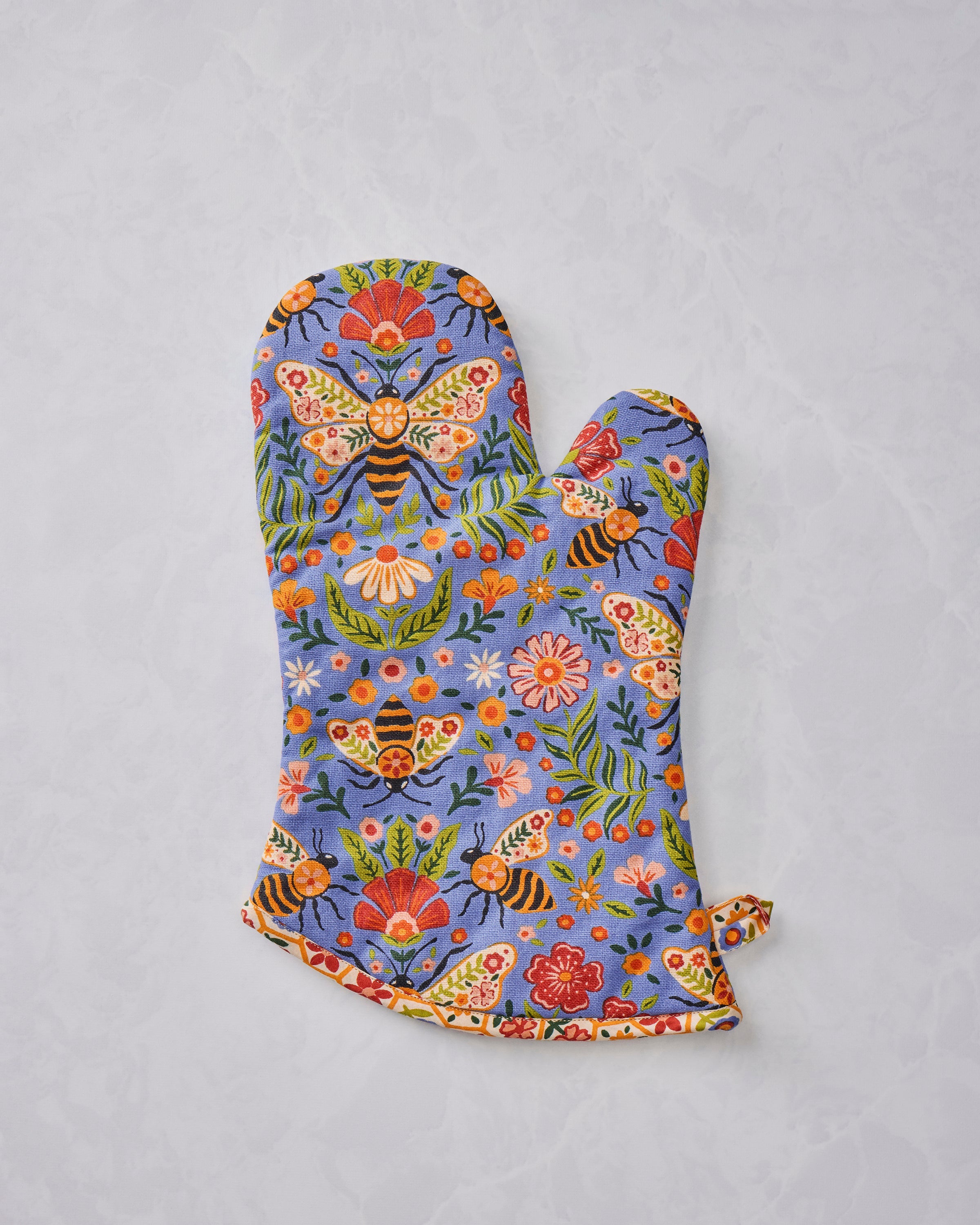 Bee Tapestry - Oven Mitt - Delphinium Blue