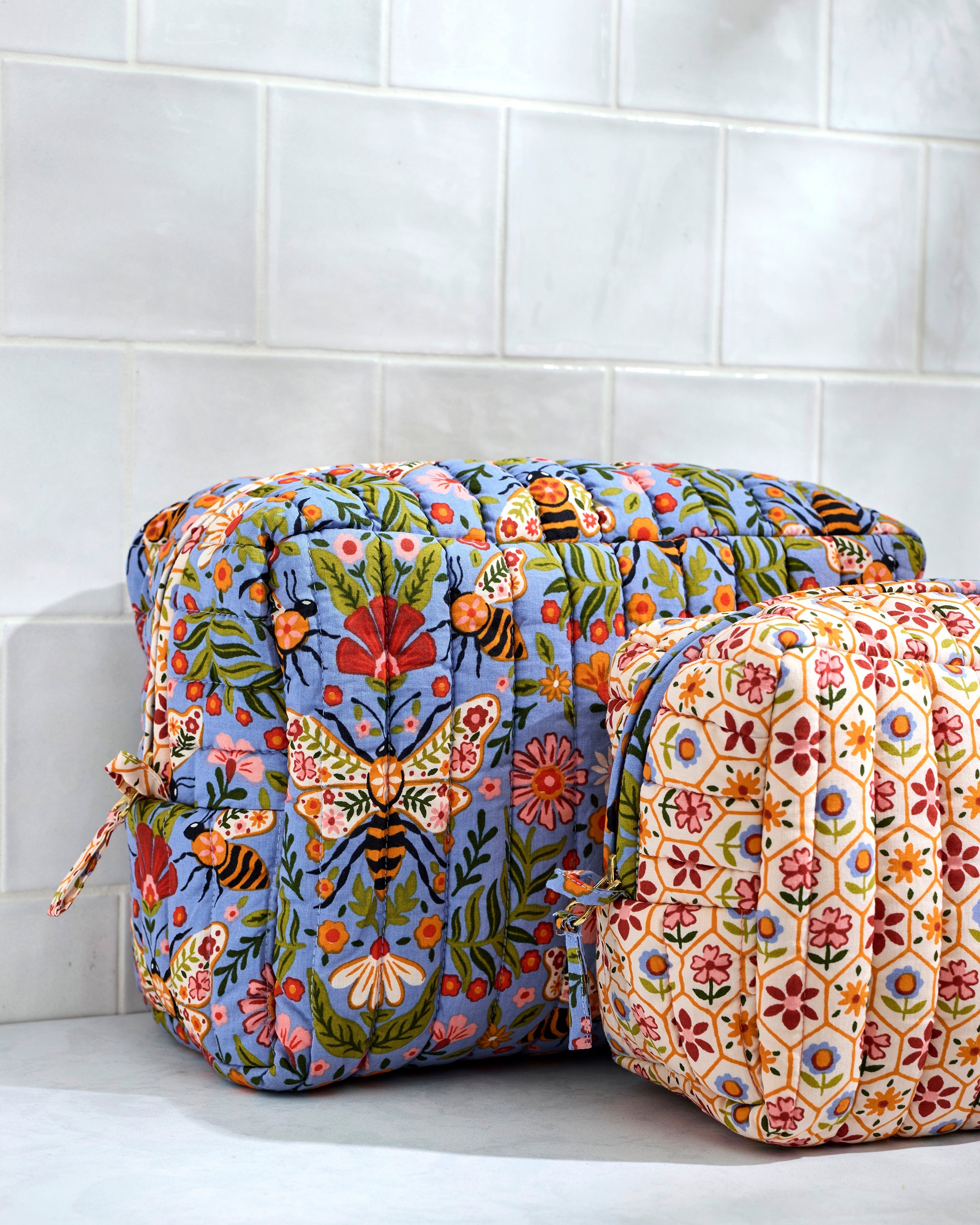 Bee Tapestry - Oversized Pouch Duo - Delphinium Blue