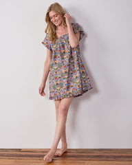 Bee Tapestry - Pintuck Nightgown - Delphinium Blue