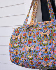 Bee Tapestry - Quilted Duffle Bag - Delphinium Blue