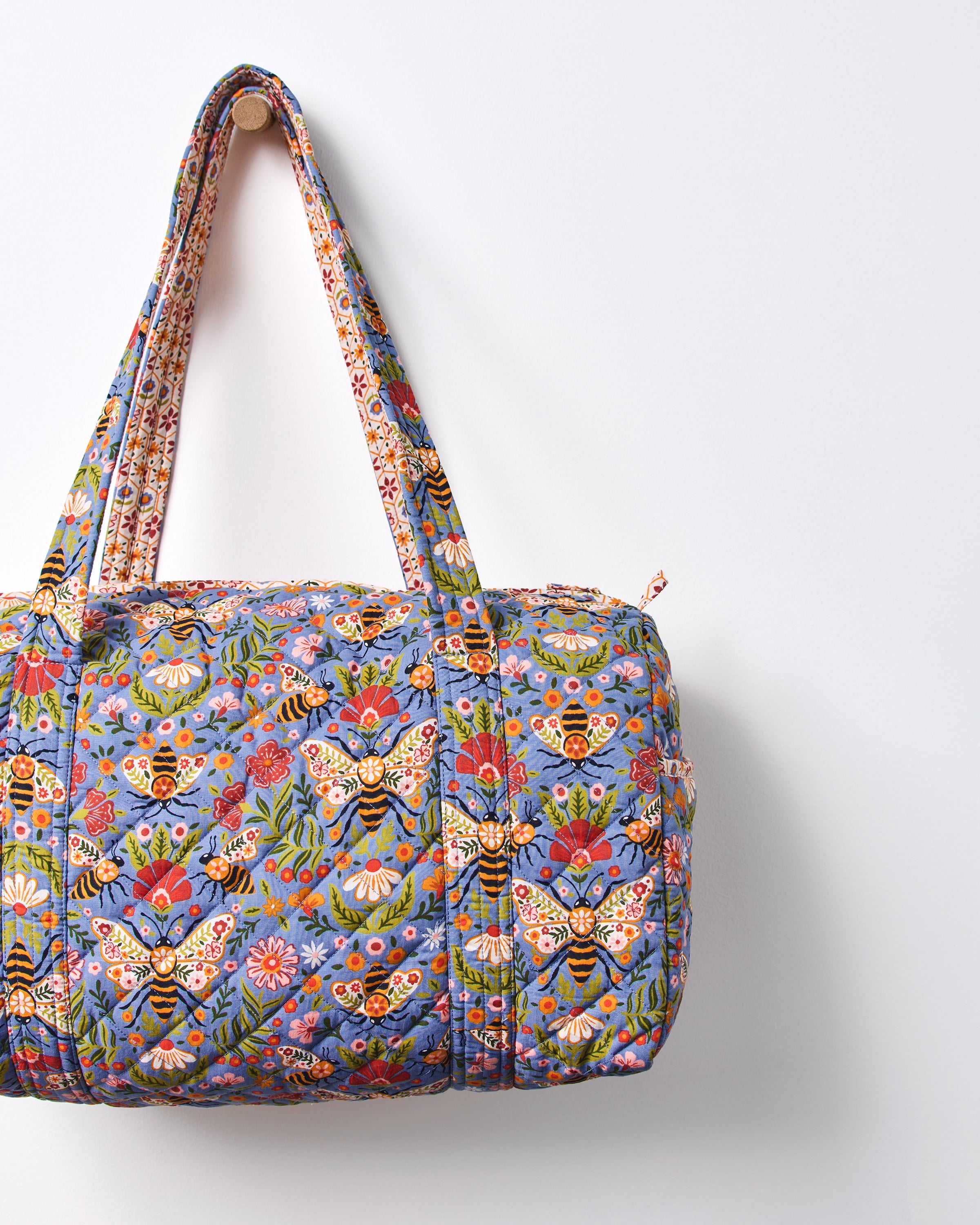 Bee Tapestry - Quilted Duffle Bag - Delphinium Blue