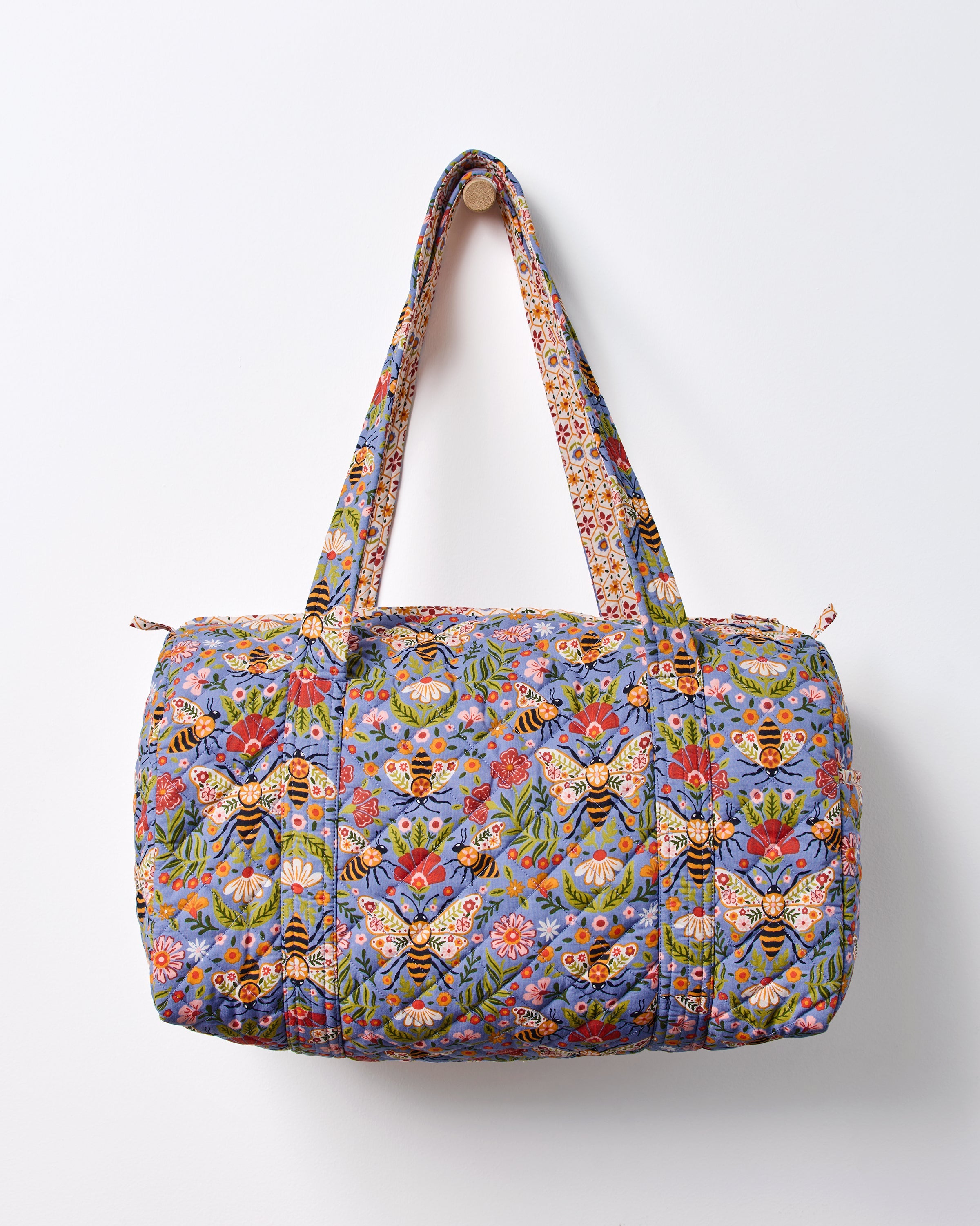 Bee Tapestry - Quilted Duffle Bag - Delphinium Blue