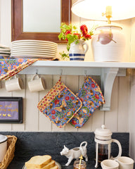 Bee Tapestry - Oven Mitt - Delphinium Blue