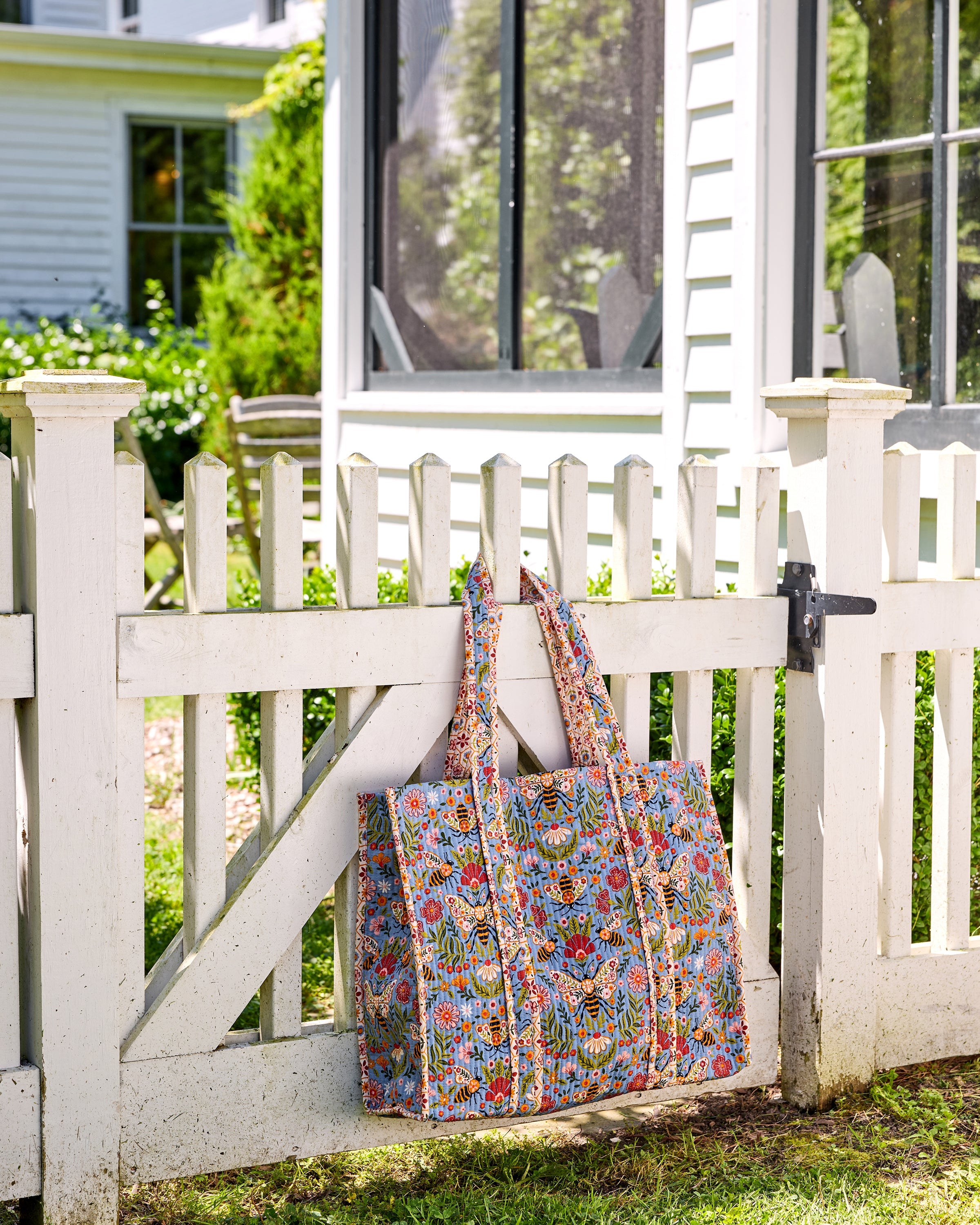 Bee Tapestry - The Traveler Tote - Delphinium Blue