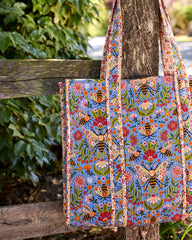 Bee Tapestry - The Traveler Tote - Delphinium Blue