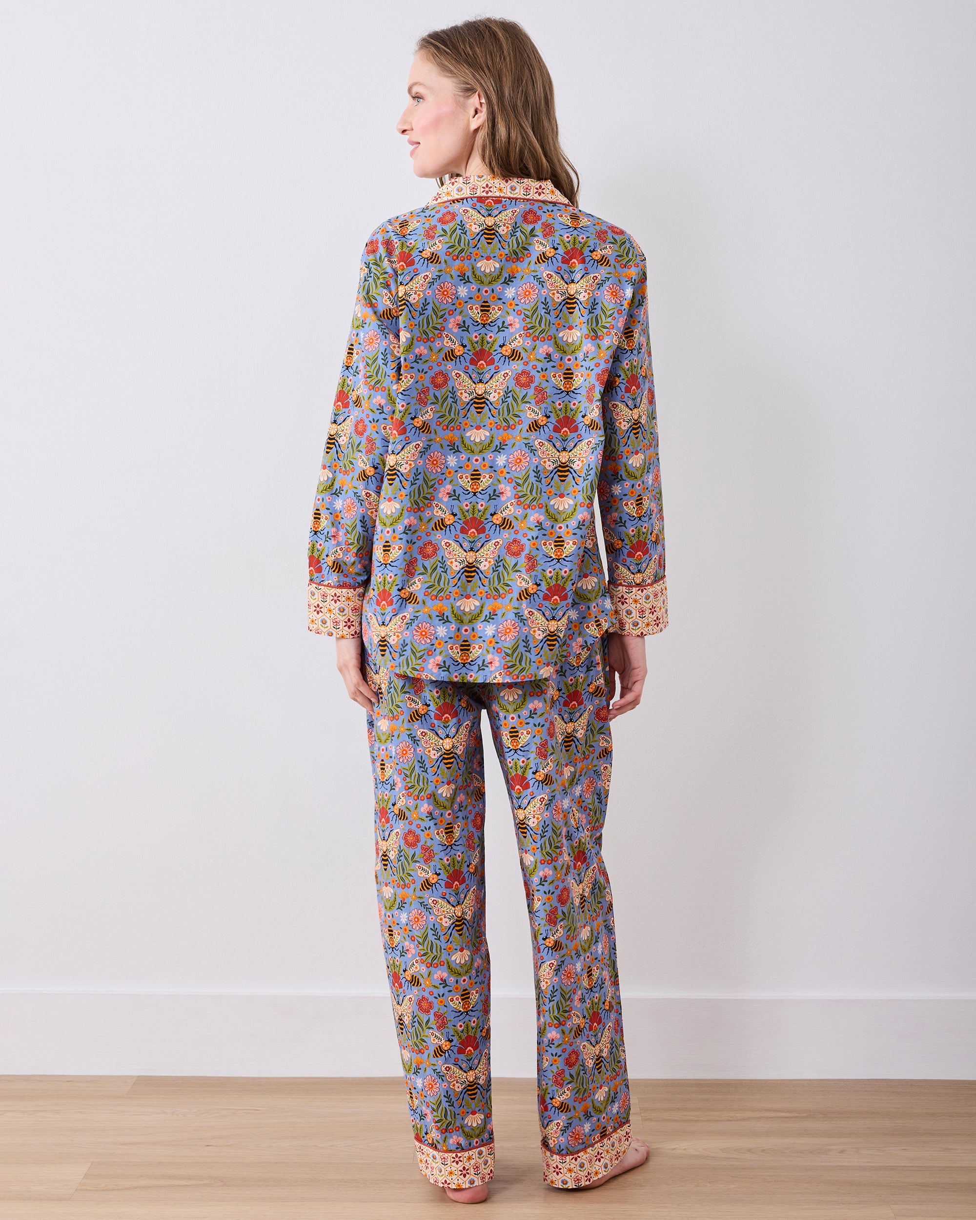 Bee Tapestry - Tall Long PJ Set - Delphinium Blue