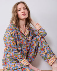 Bee Tapestry - Long PJ Set - Delphinium Blue