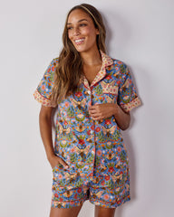 Bee Tapestry - Short PJ Set - Delphinium Blue