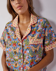 Bee Tapestry - Short PJ Set - Delphinium Blue