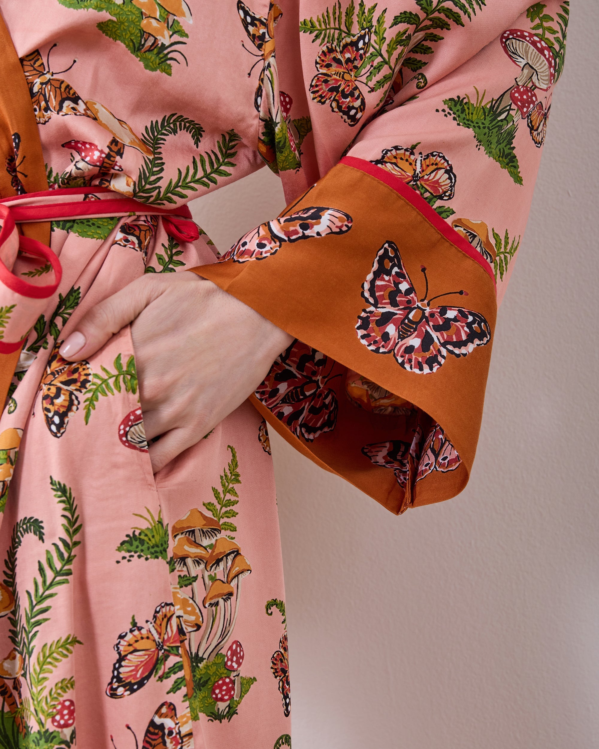 Butterfly Forager - Eco Satin Robe - Rosewood