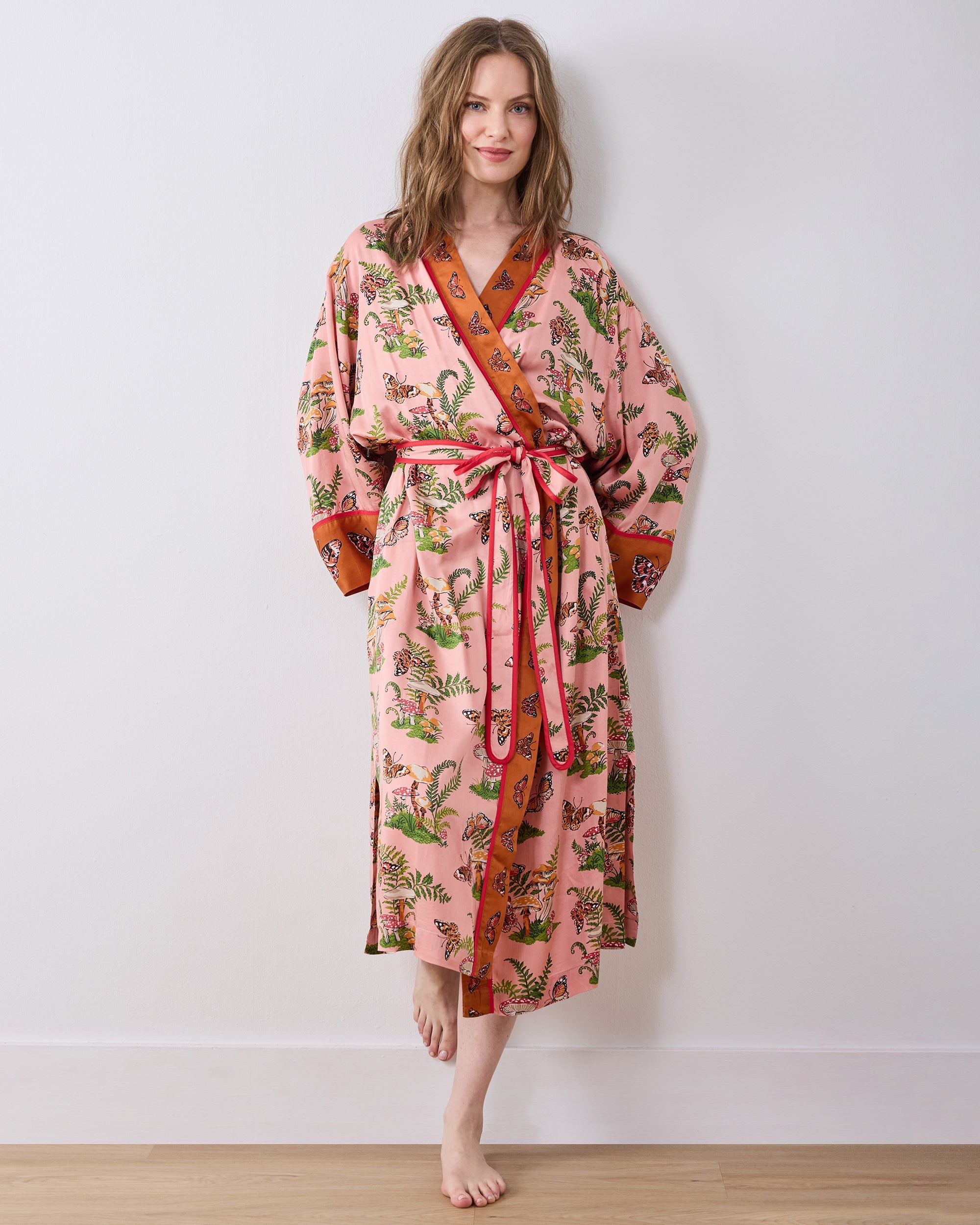 Butterfly Forager - Eco Satin Robe - Rosewood