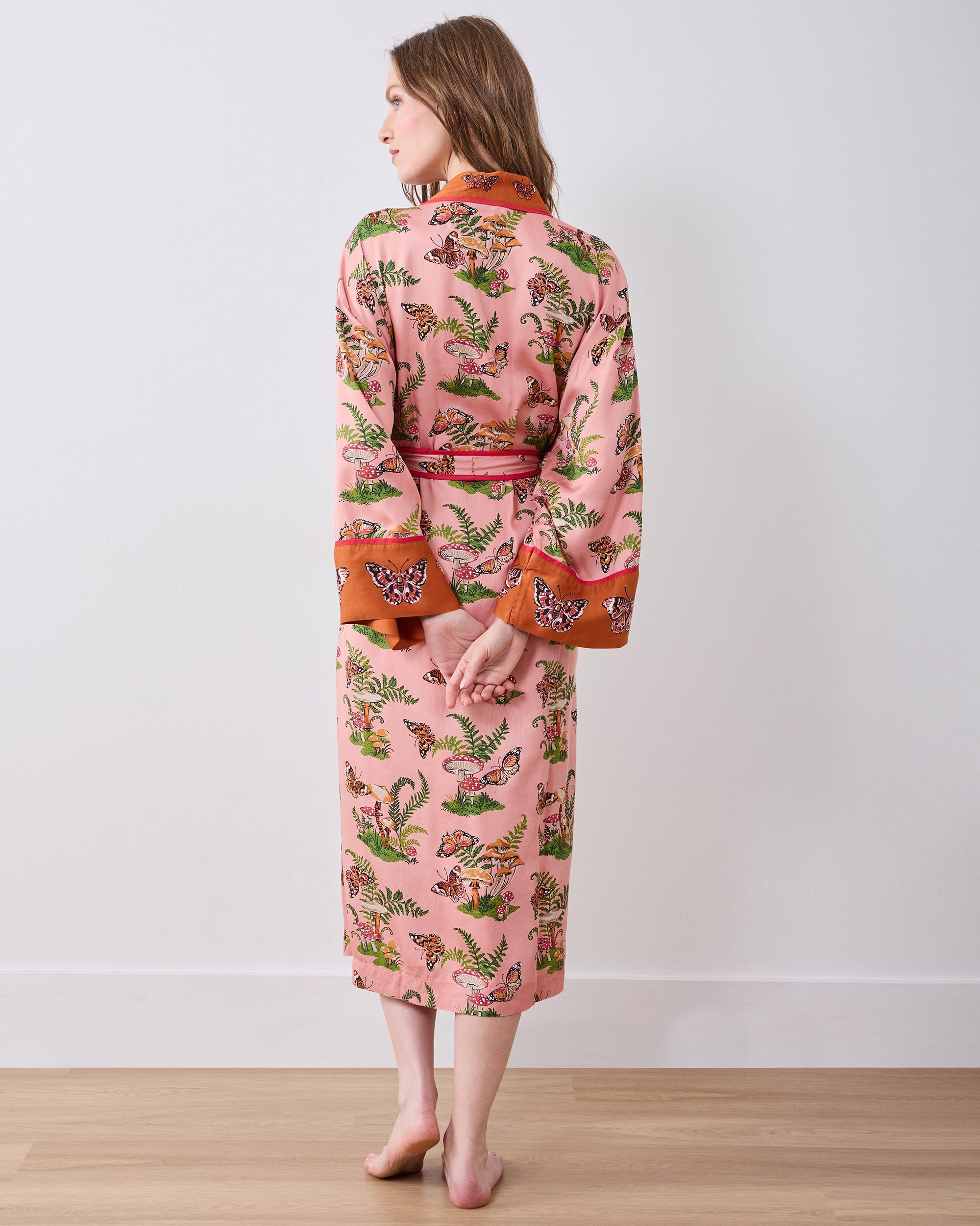 Butterfly Forager - Eco Satin Robe - Rosewood