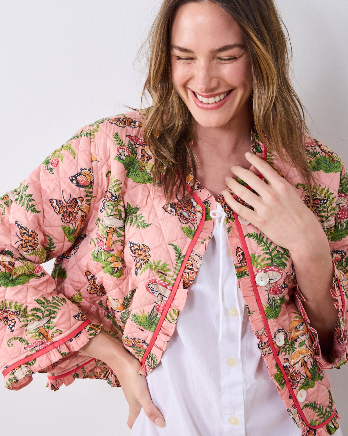 Butterfly Forager - Eco Satin Slumber Jacket - Rosewood