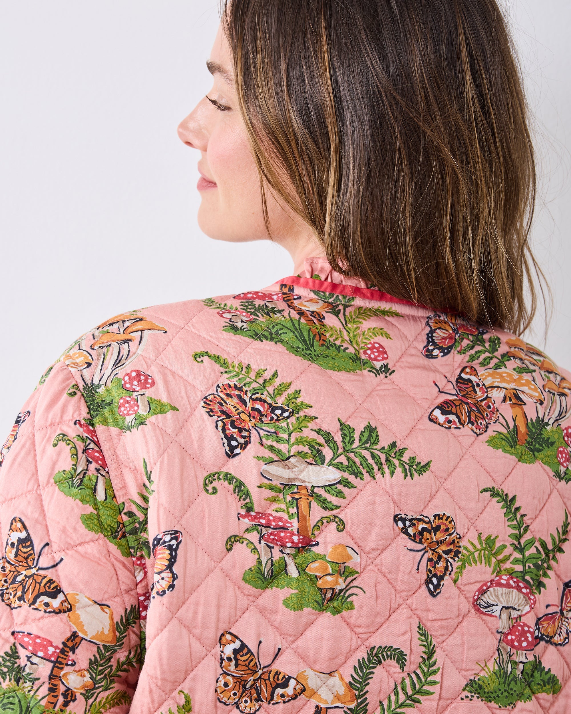 Butterfly Forager - Eco Satin Slumber Jacket - Rosewood
