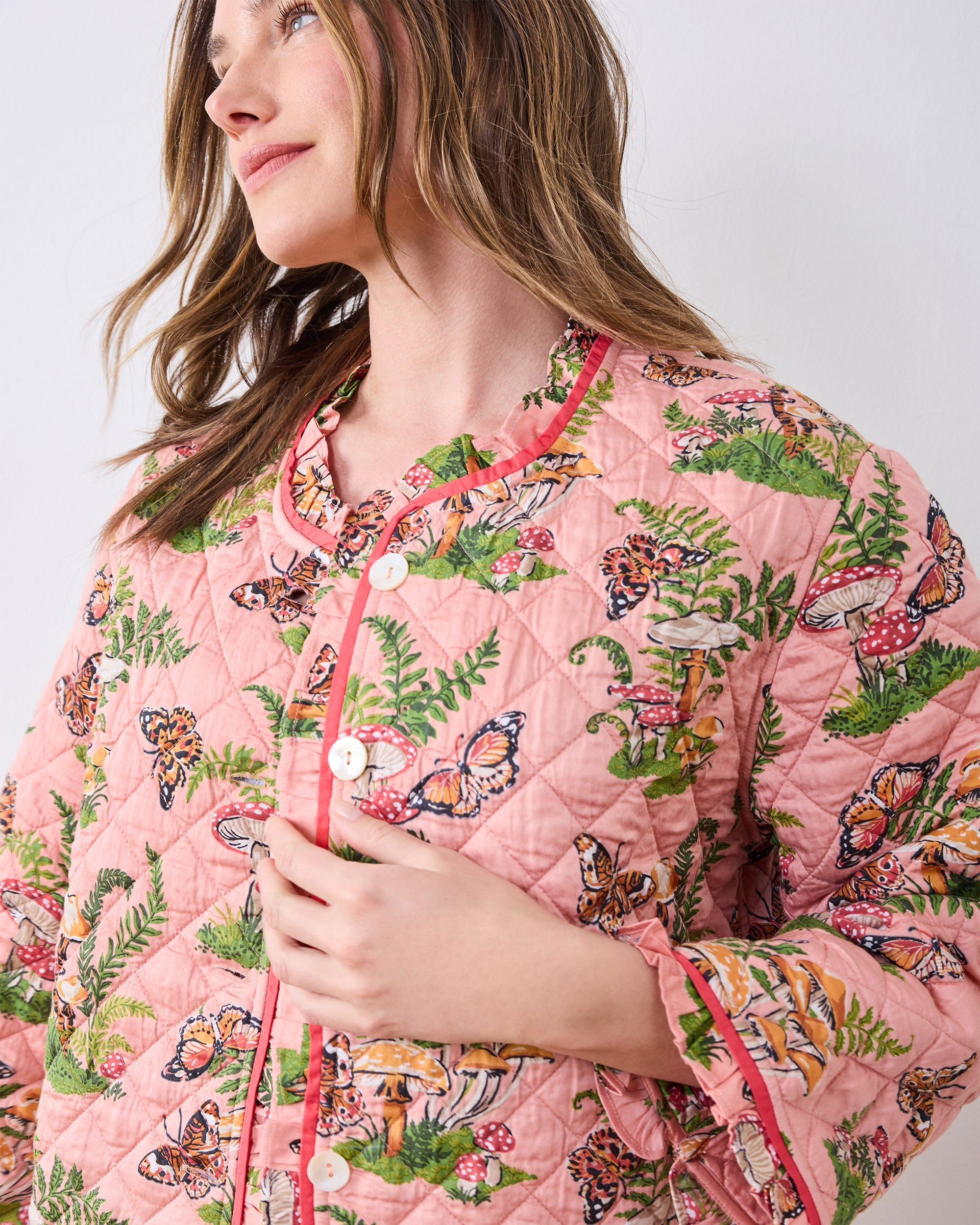 Butterfly Forager - Eco Satin Slumber Jacket - Rosewood