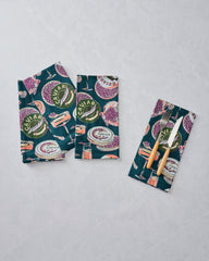 Champagne & Caviar - Dinner Napkins Set of 4 - Peacock Feather